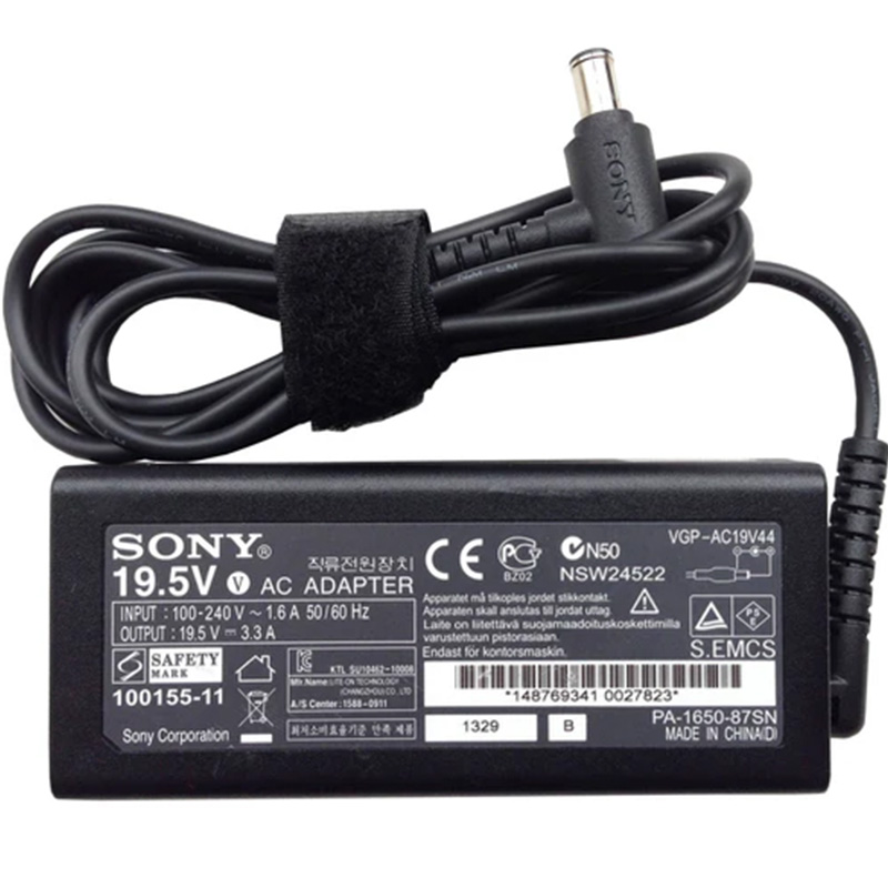 Original Sony 19.5V 3.3A 65W OEM Laptop AC Adapter Charger VGP-AC19V44, 6.5*4.4mm